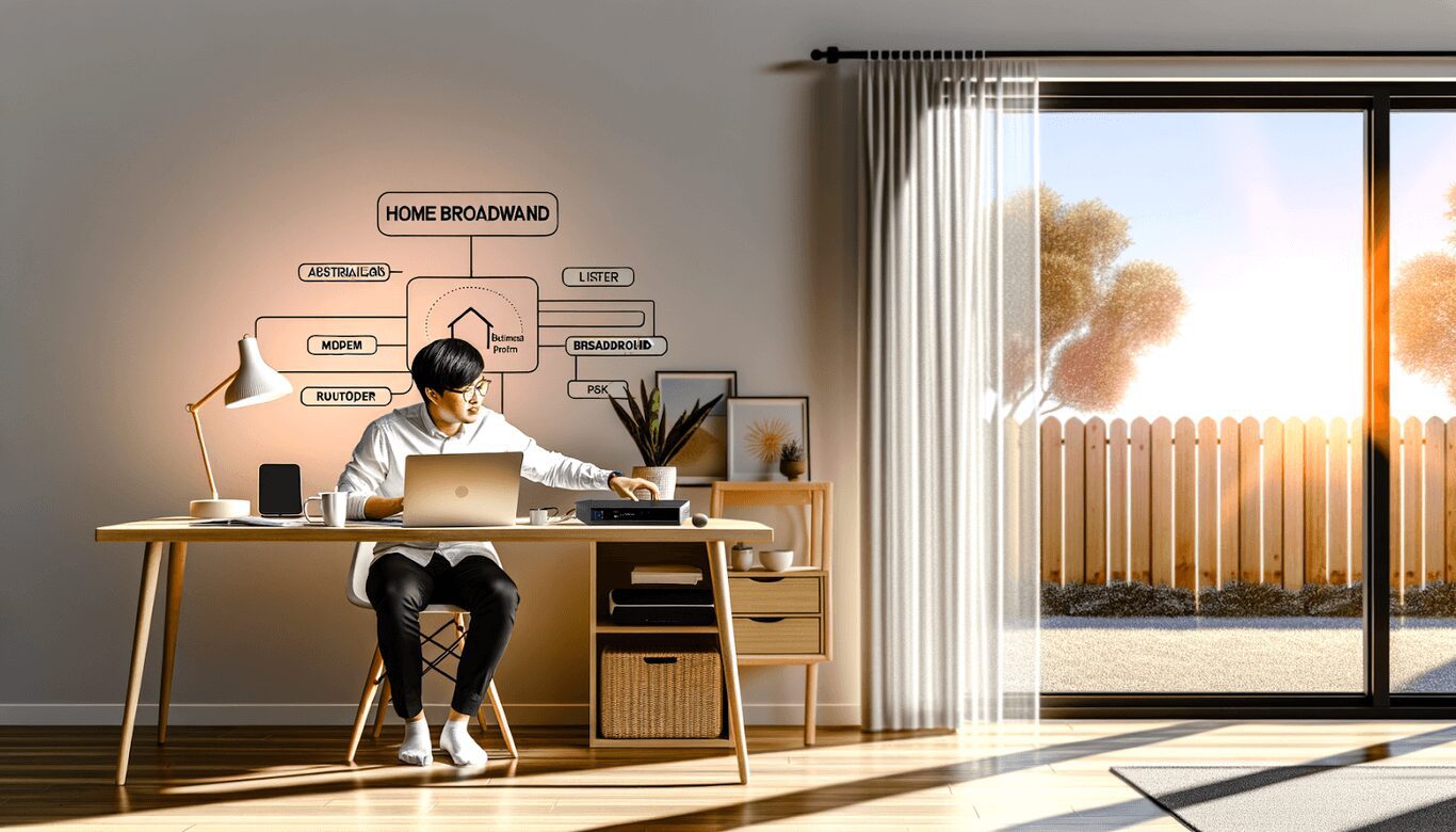 Cozy Home Office with Broadband Equipment and Plans