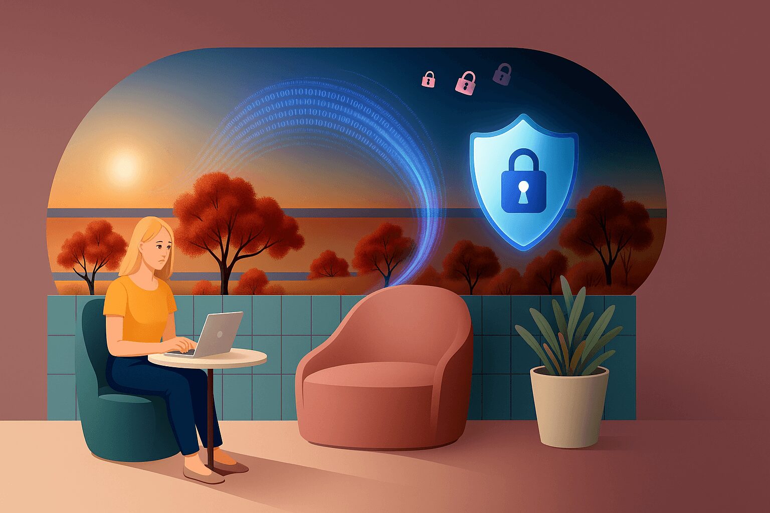 Secure Remote Work with VPN: Café Connection