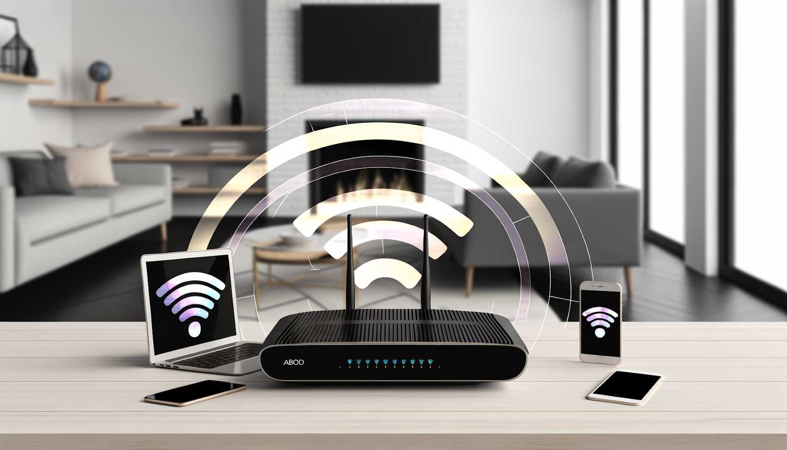 Modern Home Office with Optimal Wi-Fi Signal Strength
